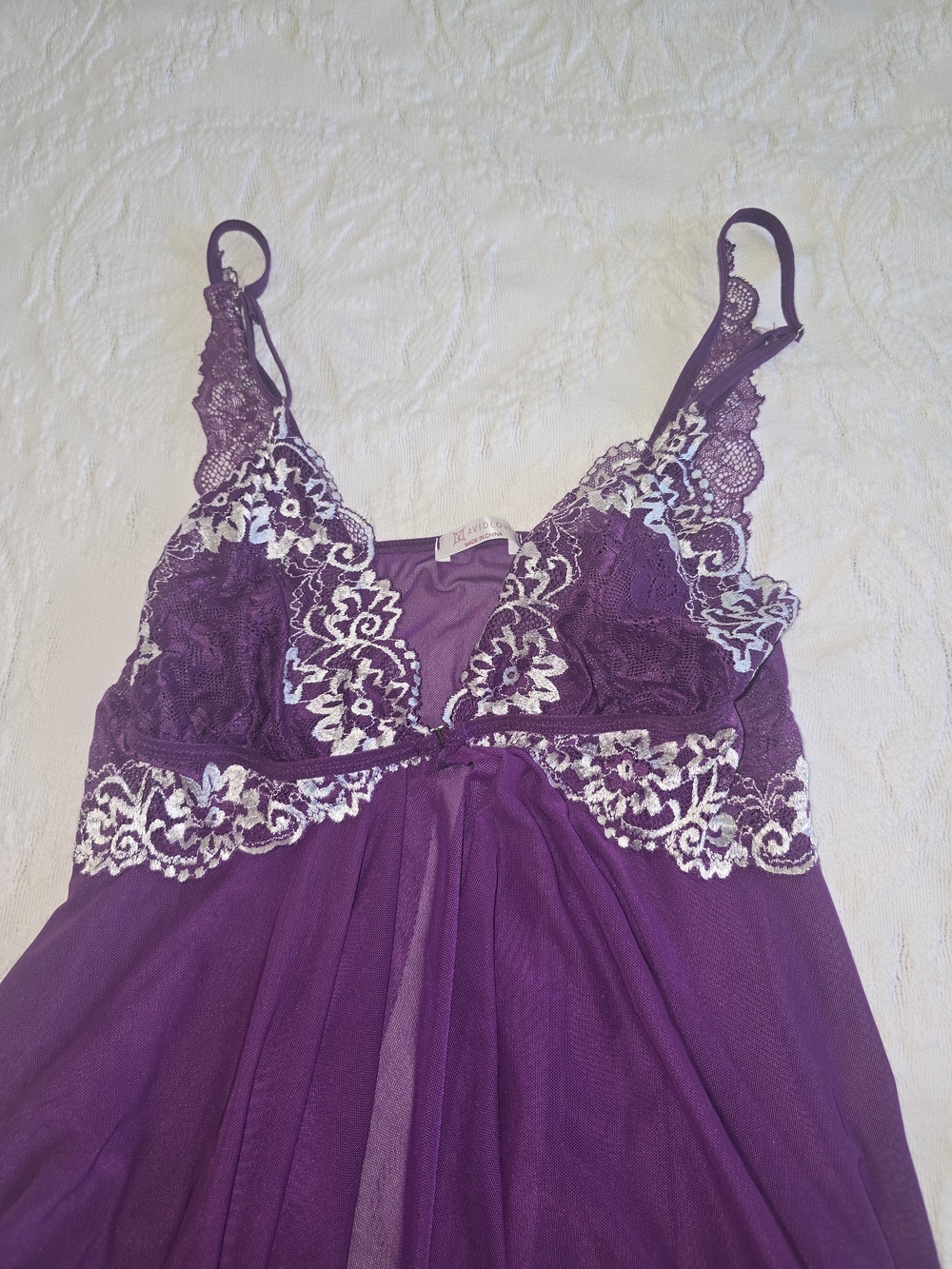 Sexy Lace Trim Purple Babydoll Chemise -  Women Intimates